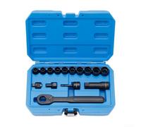 PureBowlic Juego de llaves de vaso de 15 piezas, trinquete métrico de paso de 10 mm a 19 mm con llaves de 6/12/puntas, kit de herramientas hexagonales de acero cromado para reparación de automóviles y