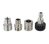 PureBowlic Kit de adaptador de lavadora a presión de acero inoxidable M22-14 mm con accesorios de conexión rápida de 3/8, acoplador de latón a prueba de fugas de alta presión de 5000 PSI, para