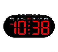 PureBowlic Moderno reloj despertador LED con pantalla grande, regulador de intensidad de cuatro niveles, temperatura de luz ambiental ajustable para calendario perpetuo, alimentación USB, lámpara de