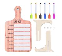 PureBowlic Planificador de comidas magnético de madera para refrigerador, tablero de menú semanal de 7.7 x 13 pulgadas, borrado en seco, agenda de alimentos, bloc de notas, planificación de cenas