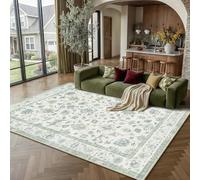 PureCozy Alfombra lavable de 160 x 230 cm, diseño floral, antideslizante, suave, de pelo corto, bohemio, vintage, para comedor, dormitorio, salón, verde pálido