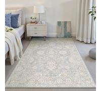 PureCozy Alfombra para salón, 80 x 150 cm, para dormitorio, azul, lavable, antideslizante, estilo bohemio, vintage, para salón, comedor, oficina, retro, pelo corto, suave