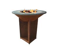 PURLINE | Barbacoa grande en acero corten con grill | Barbacoa de exterior con gran parrilla de 100 cm de diámetro y acabado en acero corten resistente
