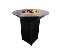 PURLINE | Barbacoa grande en negro con plancha de acero y grill de 100 cm - Barbacoa de exterior de alta capacidad con parrilla y plancha circular profesional