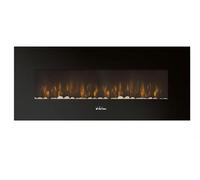 Purline | Chimenea Eléctrica Mural 2kW CHE-500 Diseño Panorámico en Cristal Templado Negro - Chimenea Eléctrica con Mando a Distancia