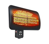 Calefactor halógeno de exterior para pared. 3 potencias de 650w, 1350w y 2000w. control digital, display led y mando a distancia. temporizador 24h. ángulo ajustable. 3 elementos de cuarzo. ipx4