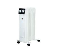 Radiador de aceite equipado con piloto de funcionamiento y sistema de seguridad ante caídas y sobrecalentamientos. tiene termostato ajustable y tres niveles de potencia. fabricado en acero inoxidable.
