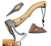 Purple Dragon Hacha Artesanal de 35 cm para Partir Leña, Hacha Bushcraft | con Mango de Madera y Pie de Vaca, Forjada a Mano con Funda de Cuero, Ideal para Camping, Supervivencia y Exteriores