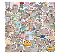 Pusheen Pegatinas, 100pcs de dibujos animados lindo gato impermeable pegatinas de vinilo para el ordenador portátil monopatín, adolescentes