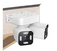 PUSOKEI Cámaras para Exteriores de Doble Lente, Lente Giratoria de 2,5 K y 5 MP, Cámara WiFi Enchufable con Cable con Audio y Vídeo para Seguridad en el Hogar, Seguimiento Automático, (Enchufe de la