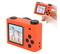 PUSOKEI Mini Cámara Llavero con Lente Dual, Foto de 2MP y Video 720P, Videocámara Digital Retro Pequeña Portátil con Cordón para Vlog de Fiesta de Viaje (Orange)