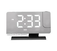 PUSOKEI Reloj de Proyección para Techo de Dormitorio, Reloj Despertador Doble con Proyector Giratorio de 180°, Atenuador de Brillo de 6 Niveles, Pantalla LED Transparente, Volumen Alto (Black)