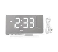 PUSOKEI Reloj de Proyección para Techo de Dormitorio, Reloj Despertador Doble con Proyector Giratorio de 180°, Atenuador de Brillo de 6 Niveles, Pantalla LED Transparente, Volumen Alto (White)