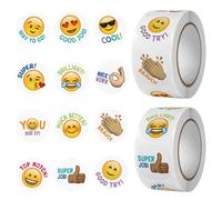 PYEUIFT 1000 Pegatinas Emoji Infantiles Motivacionales Escolares para Niños y Profesores 10 Diseños Smiley 25mm Autoadhesivas Recompensa Educativa para Niños Estudiantes y Bebés