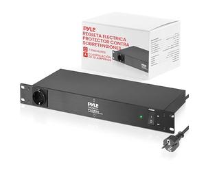 Pyle PDU Power Strip Protector, 150 Julios, 15 amp, 7 Salidas, Regleta de Cable de Extension electrica, Resistente, 1U, Proteccion de Montaje en Rack, Tira de tomacorriente