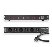 Pyle PDU Protector contra sobretensiones, 150 Julios, 6 Tiras de Salida, De Cable de Extension electrica, Toma de Corriente de Proteccion de Montaje en Rack 1U