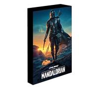 Pyramid International Lienzo iluminado de Star Wars (diseño Mandalorian Nightfall), lienzo grande de 30 x 40 cm, lienzos y regalos de Star Wars para hombres, mujeres y niños, producto oficial