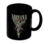 Pyramid International Nirvana (Wings) - Taza de cerámica negra de alta calidad, 315 ml, taza de café Rock Band para el hogar u oficina