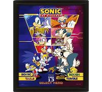 Pyramid International Póster de Sonic el erizo en 3D (diseño seleccione su luchador), arte lenticular 3D para pared y pósteres en marco negro de 25 cm x 20 cm x 1,5 cm - Producto oficial