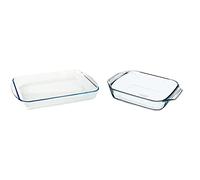 Pyrex Asador rectangular de cristal, 40 x 27 cm & OPTIMUM - Fuente de forma rectangular, 31 x 20 cm