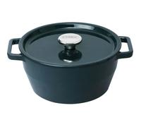 Pyrex Cazuela redonda de hierro fundido para cocción lenta, 24 cm, Azul oscuro