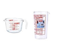 Pyrex Classic Jarra De Vidrio Medidora De 1 L, Apta para Microondas + Vaso Medidor 0,5L 888, Centimeters