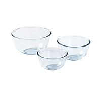 Pyrex® - Classic - Juego de 3 boles de vidrio resistentes (0,5L - 1L - 2L) - Boles para mezclar, ensaladeras - Resistentes a los arañazos - A prueba de horno - Made in France