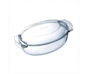 PYREX® CLASSIC VIDRIO Cacerola Vidrio Tapa 39X23X15CM - 5,8L Transparente Brillo Fabricado en Francia Resistente a rayaduras