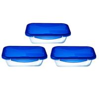 Pyrex Lunchbox Cook & Go – Juego 3 unidades 3×0,8 L rectangulares