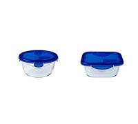Pyrex Cook & Go Recipiente Redondo 20 Cm 160 on Tapa Cook&Go, Azul, 4.69 Cm + Cook & Go Recipiente Cuadrado 16X16Cm 85 on Tapa Cook&Go, Azul, 2.26 Cm