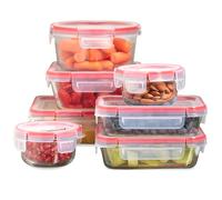 Pyrex Freshlock - Juego de recipientes de vidrio para almacenamiento de alimentos (1, 2, 4 tazas)