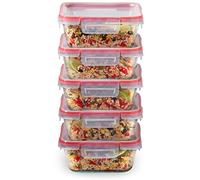 Pyrex Freshlock - Juego de recipientes de vidrio para almacenamiento de alimentos, tapas herméticas y a prueba de fugas, sin BPA, juego de recipientes de preparación de comidas, apto para congelador