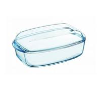 Pyrex - Fuente resistente al calor e ignífuga, envase para asar con tapa de cristal, vidrio, 4,6 L