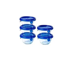Pyrex Juego de 5 mini cuencos Cook & Go de vidrio con tapa antigoteo, 0,2 L