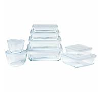 Pyrex Juego de 8 recipientes Cook & Freeze rectangulares de vidrio con tapas para congelador