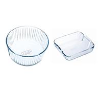 Pyrex Molde Souffle 21 CM 833, Cristal, Multicolor & Classic 1040741 - Fuente cuadrada, 25 x 21 cm
