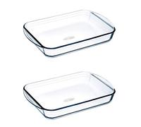 Pyrex O'Cuisine Kitchen - Fuente rectangular de cristal para horno (35 x 22 cm, 2,6 L, 2 unidades), transparente