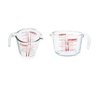 Pyrex P586 Jarra De Medición, 500 Ml + Classic - Jarra De Vidrio Medidora De 1 L, Apta Para Microondas