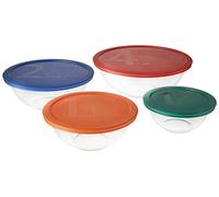 Pyrex Pyrex 8Pc Smart Essentials Mixing Bowl Set Includes 4 Bowls and Covers Tapones para los oídos, 15 cm, Negro (Black)