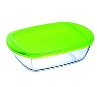 PYREX RECIP RECT 23X15X6,5CM C/T Verde C and S PX Recipiente con Tapa, Multicolor, 23 x 15 x 6,5 cm