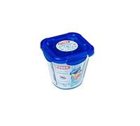 PYREX Recipiente hermético Cook&Go de vidrio, 0,8 l | Azul, formato redondo, tapa con 4 cierres, apto para microondas, horno y congelador, fabricado en Francia
