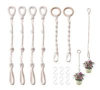 PYSEOSISE Extensión Colgador de Plantas, 6 Piezas Maceteros Colgantes de Macramé, Cuerda de Algodón Beige Soporte Colgante Boho para Plantas para Interior y Exterior