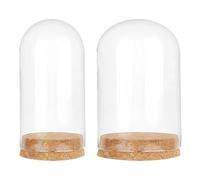 Pyuyan 2 cúpulas de cristal con forma de cúpula transparente, mini cúpula de cristal, vitrina, campana con base de corcho, para plantas, flores, bodas, fiestas, favoritos, manualidades