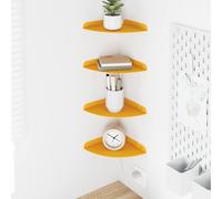 Pyvara Juego de 4 estanterías flotantes de pared, color amarillo mostaza, 18 x 18 x 2 cm, acero con montaje en pared, ahorra espacio como estante colgante y estante para salón, cocina, baño, oficina