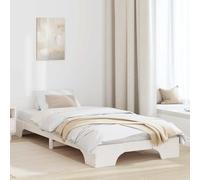 Pyvara Marco de cama individual blanco de 90 x 200 cm de pino macizo con somier, muebles para dormitorio juvenil, moderno, fácil de limpiar, 100 kg de capacidad de carga compacta