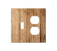 Pyxmyqiu Cubiertas de toma de corriente con textura de grano de madera natural, 1 palanca, 1 placa de interruptor dúplex, cubierta decorativa de pared, cubierta de enchufe de interruptor de luz
