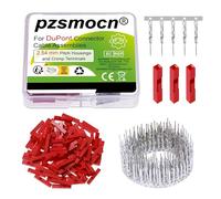 pzsmocn 100Juegos/200Piezas para Dupont 2.54mm 1Pin Macho Carcasa Rojo | Juegos Terminal Crimpado, Paso Cable Kit Hilo Presa, Conector Accesorios, Adaptador Encabezamiento, Enchufe Pasador Conexión