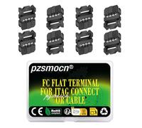 pzsmocn 20 Juegos IDC 2 * 4 Doble Fila 2.54mm 8 Pines FC-Hembra Terminal | Adaptador Tres JTAG, Receptáculo Paso Presa, Rectangular Conector, Negro Cable Hilo Alojamiento, Crimpado Plano Conexión
