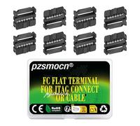 pzsmocn 20 Juegos IDC 2 * 7 Doble Fila 2.54mm 14 Pines FC-Hembra Terminal | Adaptador Tres JTAG, Receptáculo Paso Presa, Rectangular Conector, Negro Cable Hilo Alojamiento, Crimpado Plano Conexión