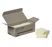 Q-Connect, Bloc de Notas Adhesivas, Para Quitar y Poner, 3,8x5,1 cm, Para Anotar, Papel Reciclado 100%, En Caja de Cartón, Amarillo, Para Oficina, Estudiantes